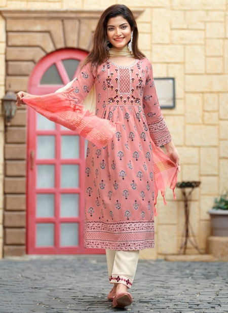 Pink Colour Rangjyot Rang Manch New Latest Ethnic Wear Rayon Kurti With Pant And Dupatta Collection 1006 Catalog